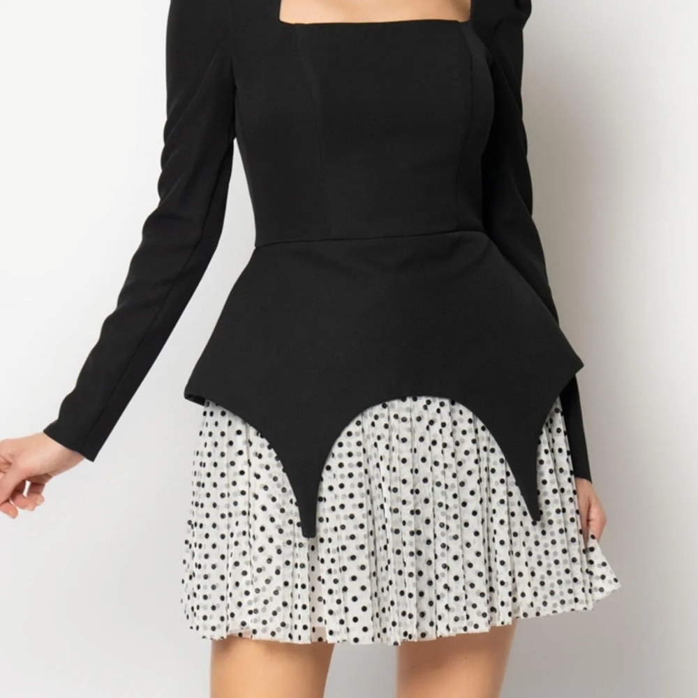 Stylish Black and White Polka Dot Skater Skirt
